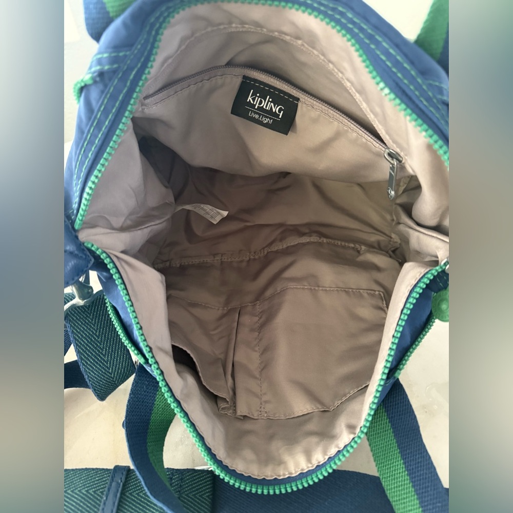 Kipling Navy and Lime Tote Bag - Picture 3 of 14